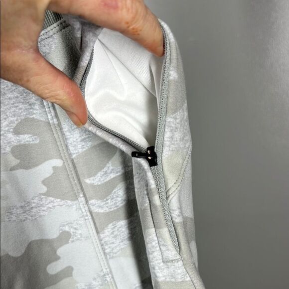 White and Gray Track Pants with Camouflage Pattern and Elastic Waistband - Picture 6 of 11